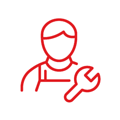 line drawing of a technician holding a wrench representing repair services